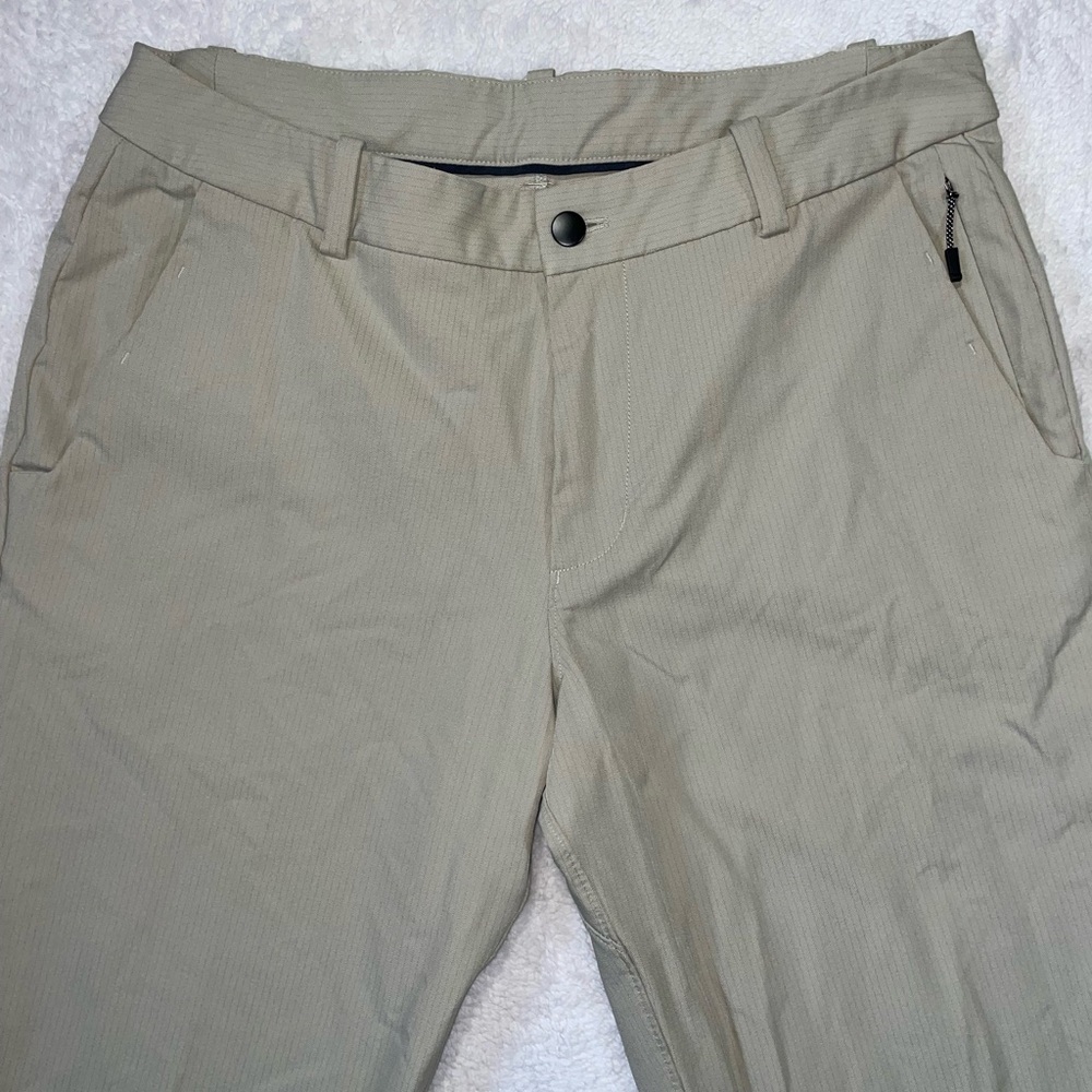 Lululemon Commission Slim Fit Pants Warpstreme Stretch Beige Size 36 - Picture 2 of 12